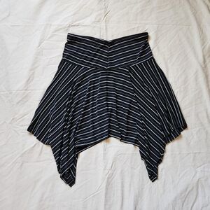 Y2K Charlotte Russe Black and White Striped Asymmetrical Twirl Skirt